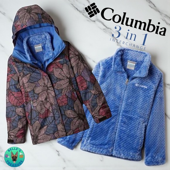 Columbia Winter Coat‎ Girls 3 in 1 Interchange Bugaboo II Arctic Flower Jacket - Picture 1 of 16